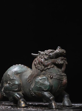 麒麟摆件精工纯铜器招财办公室家居客厅玄关桌面复古装饰吉祥摆设