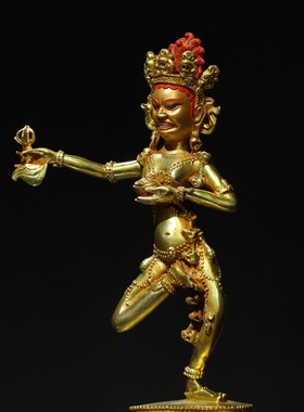 纯铜尼泊尔藏传密宗金刚亥母玛菩萨吉拉准空行母家居用喜吉派摆件