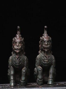 纯铜器麒麟瑞兽摆件复古獬豸招财家居用办公桌面风水装饰礼品创意