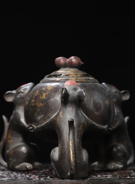 动物香薰炉黄铜拓金瑞兽炉狮子熏香炉家居佛堂桌面装饰品复古摆件