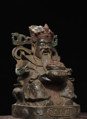 财神爷摆件范蠡纯铜器雕文财神客厅家用供奉神像店铺开业招财礼品