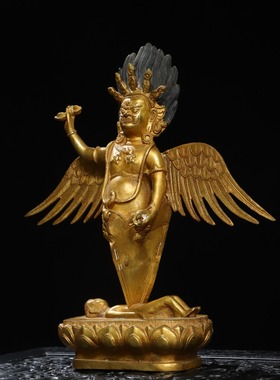 纯铜大鹏鸟摆件金翅大鹏仿古佛像雷震子护法雷公神像供奉装扮用品