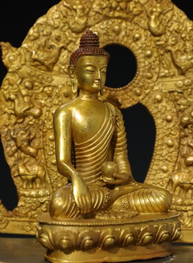 铜鎏金背光阿弥陀佛像佛台底座金刚台藏传铜器加高座佛龛供佛供奉