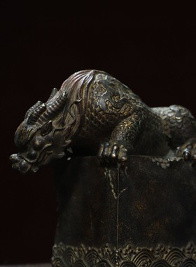 手工纯铜拓金仿古吸水兽流水摆件家居客厅装饰品高级感现代简约风