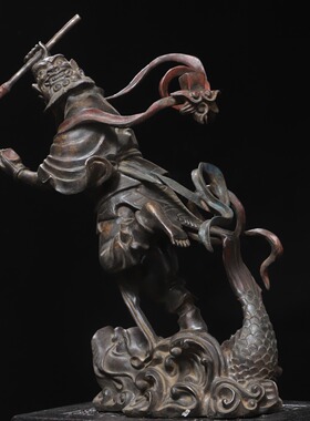 大号钟馗魁星点斗像纯铜器雕复古家居佛堂供奉装饰工艺品桌面摆件