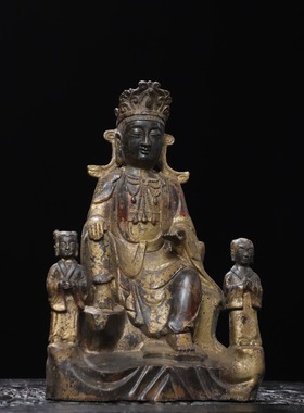 复古铜像金童玉女佛像善财童子龙女家用摆件童男童女观音左右侍女