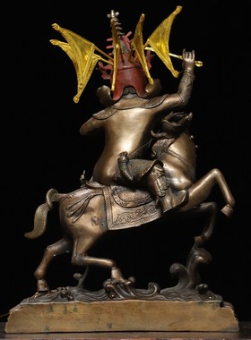 格萨尔王纯铜鎏金仿古藏佛觉如阿吉觉吉护法家居佛堂供佛装饰摆件