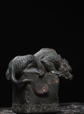 黄铜拓金独角吸水兽仿古铜器年兽貔貅麒麟家居佛堂桌面装饰品摆件