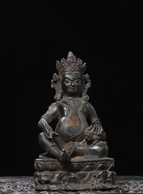 黄财神佛像藏传密宗纯铜家用供奉客厅佛堂供佛桌面装饰品复古摆件