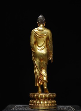 黄铜鎏金阿弥陀佛佛像仿古铜器释迦牟尼家居佛堂供佛装饰创意摆件