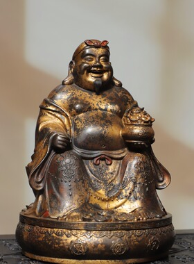 铜财神弥勒佛像摆件大肚佛菩萨笑佛家用客厅装饰供奉家居饰品礼品