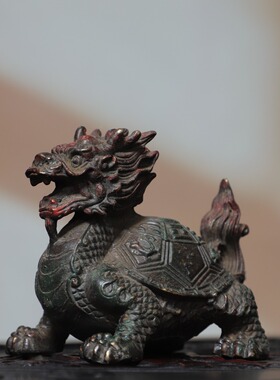 龙龟复古摆件纯黄铜器拓金八卦招财龙头龟办公室家居饰品客厅玄关