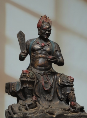监斋菩萨佛面燃大士像纯铜器雕古玩收藏仿古家居客厅供奉桌面摆件
