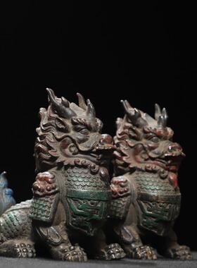 纯铜麒麟摆件复古铜器獬豸招财家居用办公桌面风水装饰品创意礼品