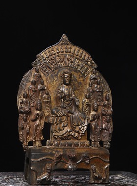 纯铜佛像仿古收藏铜器北魏佛背光佛家居佛堂供奉供佛装饰工艺摆件