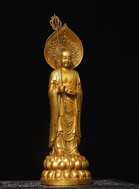 地藏王菩萨仿古铜器鎏金佛像家居佛堂供佛装饰品创意工艺桌面摆件