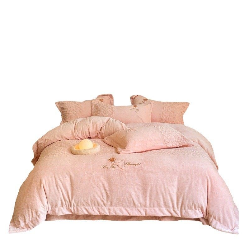 A类高端牛奶绒四件套母婴级双拼兔毛绒高克重加厚保暖刺绣款被套,淘宝优惠券,粉丝福利购,淘宝优惠卷