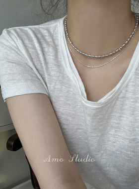 AMO基础款叠戴项链925纯银细闪