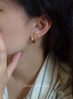 AMO金色圆圈耳环女简约高级