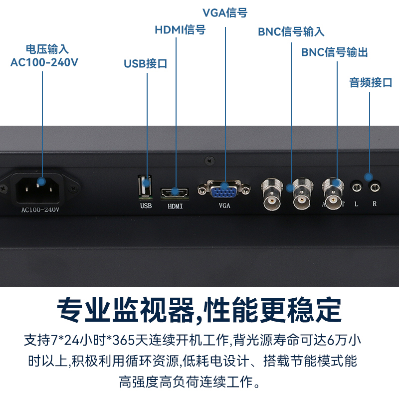 bnc接口同轴模拟信号高清屏监视器监控15-32寸金属铁壳工业显示器 - 图0