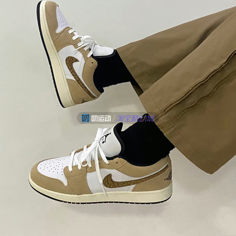 Air Jordan1 Low (GS) AJ1蓝黄 白棕 女低帮复古运动篮球鞋DR6960 - 图2