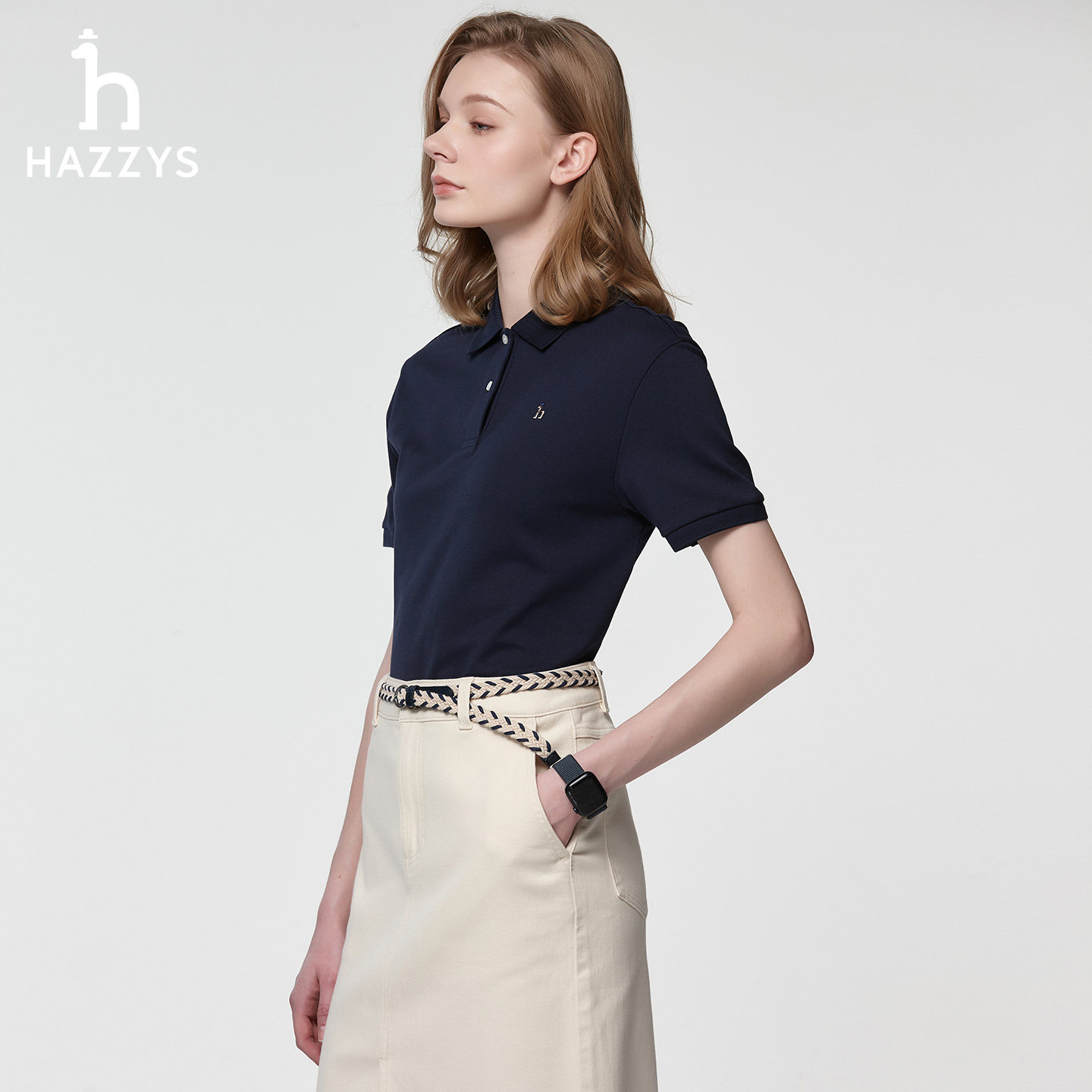 Hazzys哈吉斯春夏季多彩polo衫女士时尚休闲短袖T恤宽松上衣女潮,淘宝优惠券,粉丝福利购,淘宝优惠卷