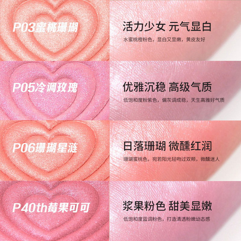 【新色】CANMAKE单色爱心腮红粉珠光胭脂膨胀色紫色橘色胭脂日常