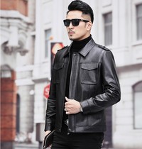 Wolf Pace Sensuit Brand Haining Leather Clothes 2022 Spring Middle Aged Handsome Gas Turned Sheep Peeler Car Jacket Casual Jacket