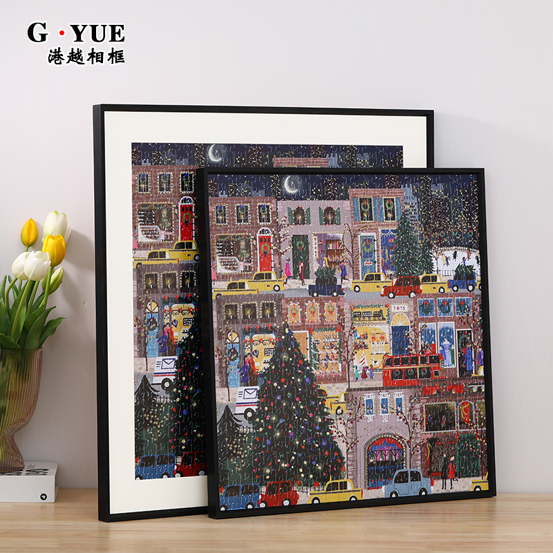 简约铝合金galison冬灯拼图裱框圣诞节日繁花盛开画框相框架装裱 - 图0