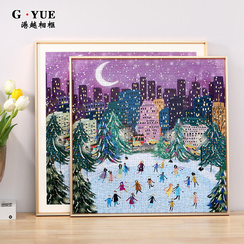 简约铝合金galison冬灯拼图裱框圣诞节日繁花盛开画框相框架装裱 - 图1