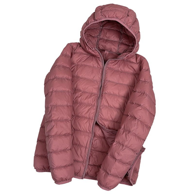 优品轻便女简约连帽轻薄羽绒服短款休闲薄款90白鸭绒外套时尚冬季