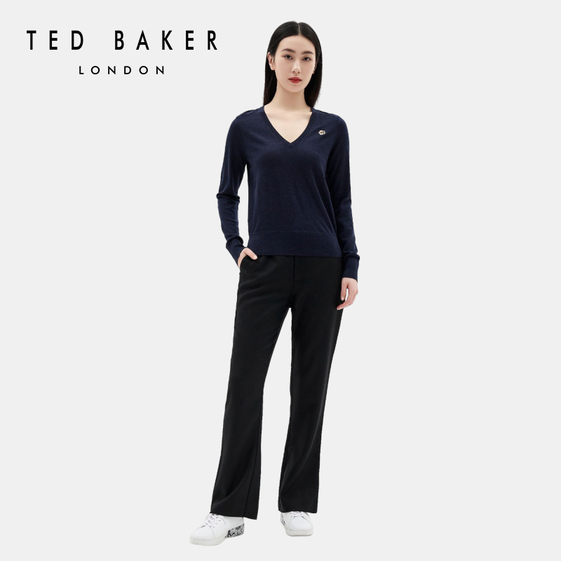 TEDBAKER春夏女士V领套头羊毛针织衫