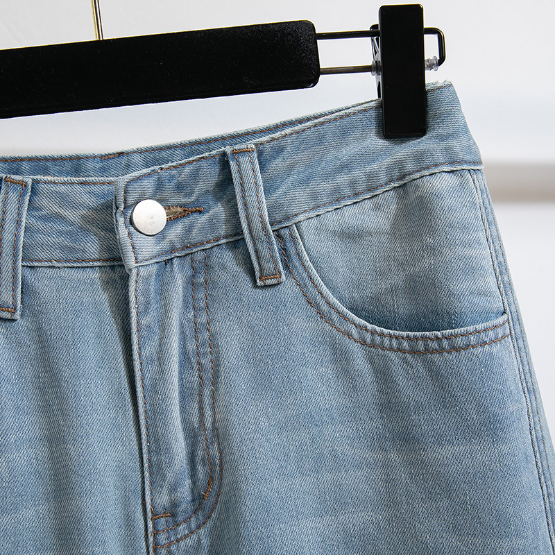 实拍显瘦浅色弯刀牛仔裤子女大码新款设计感宽松镰刀裤阔腿拖地裤,淘宝优惠券,粉丝福利购,淘宝优惠卷