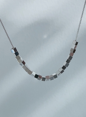 镀18k金方块项链女百搭锁骨链高级感几何碎轻奢配饰颈链