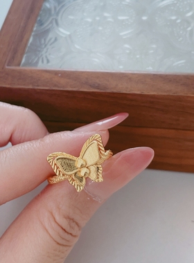 镀18k金双层蝴蝶戒指女气质高级感轻奢精致约会通勤