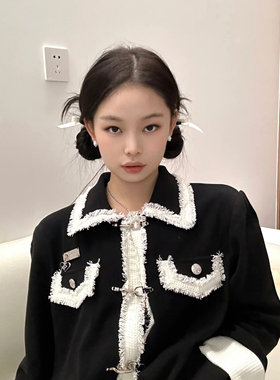 金智妮同款白色蝴蝶结发夹