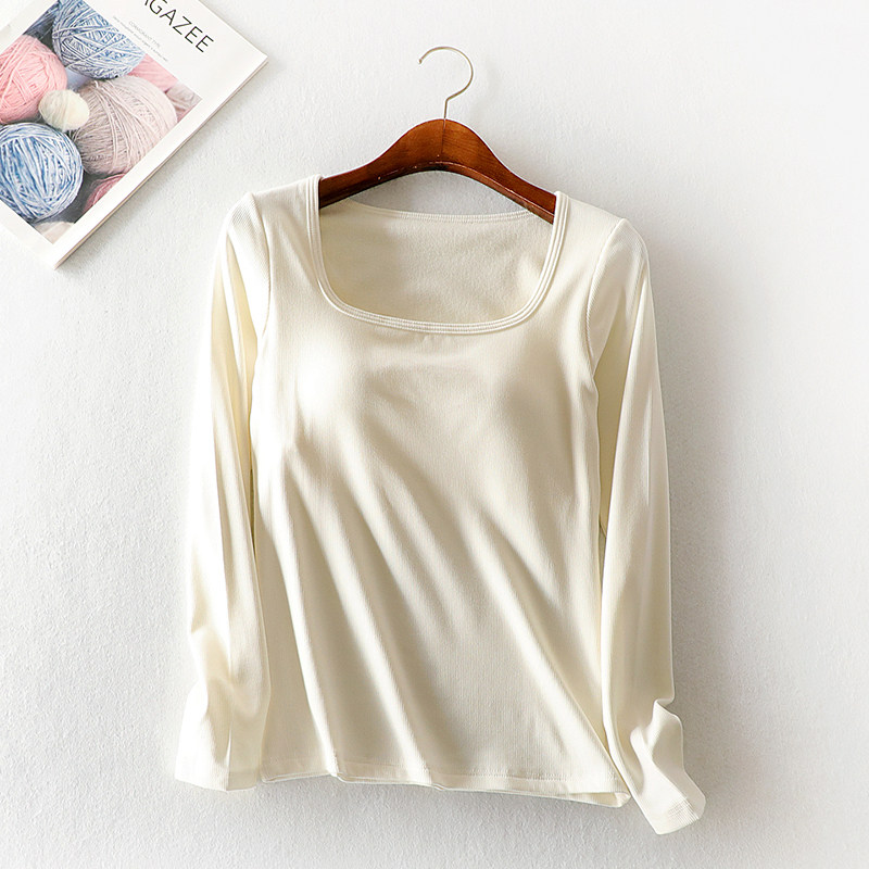 冬季保暖长袖内衣带胸垫免文胸一体打底衫秋衣低领修身打底衫,淘宝优惠券,粉丝福利购,淘宝优惠卷