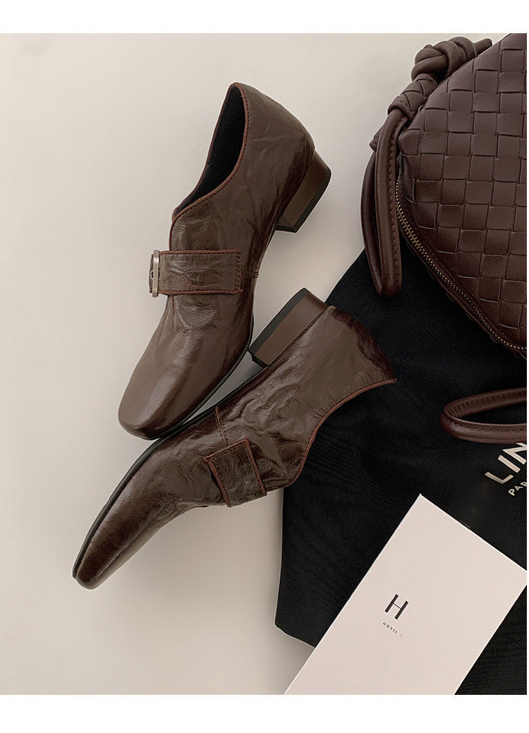 Nettle 2026新款真皮法式复古春秋新小2cm粗跟老钱羊皮乐福平底鞋,淘宝优惠券,粉丝福利购,淘宝优惠卷