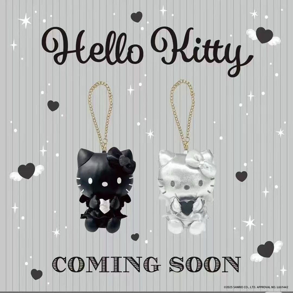 三丽鸥SANRIO黑白天使hello kitty猫黑皮长腿凯蒂猫毛绒挂件玩偶,淘宝优惠券,粉丝福利购,淘宝优惠卷