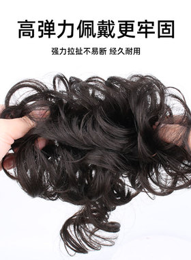 假发鸡尾发圈高温丝发包蓬松慵懒长须卷发丸子头盘头发饰厂家批发