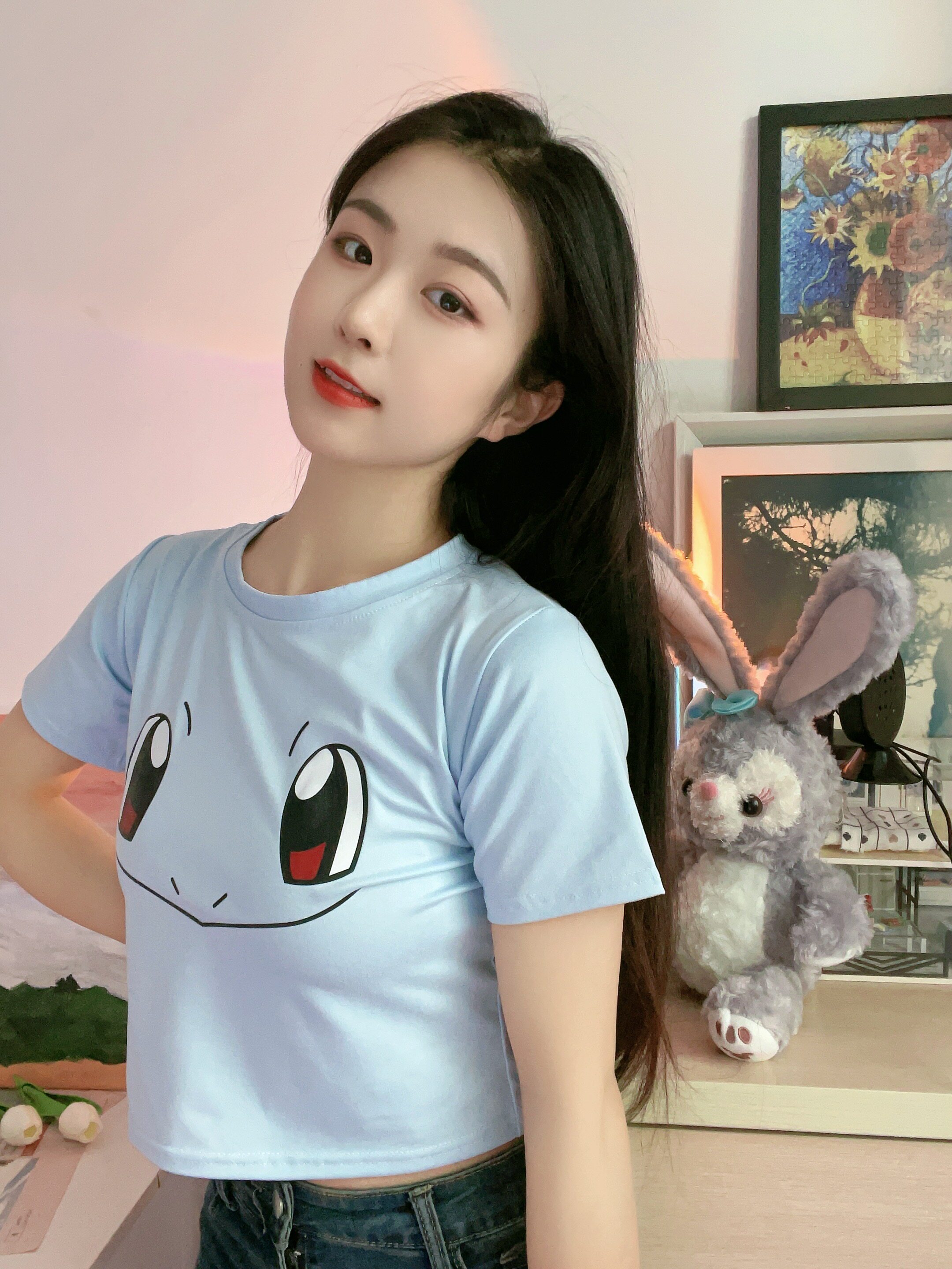 皮卡丘t恤女装短款短袖 紧身露肚脐少女动漫t恤 韩版紧身宽松夏季