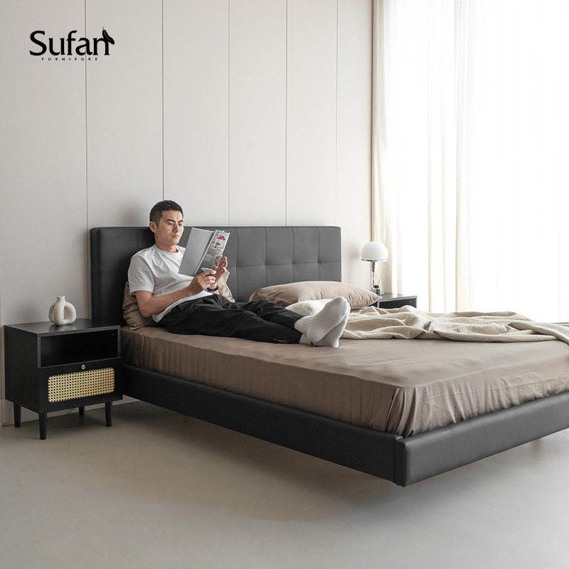 Кровать двуспальная Sufanhome кожа белая