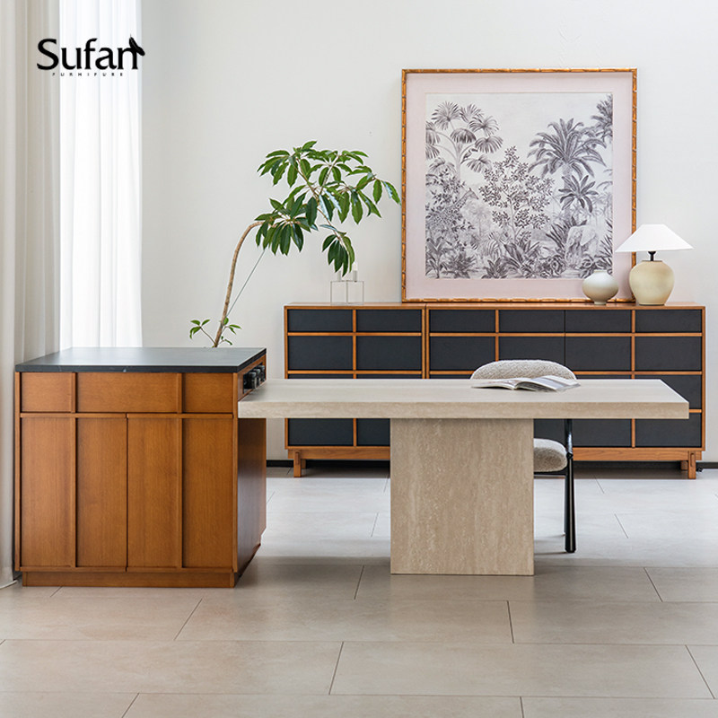 舒梵帕尔复古色岛台/岩板实木骨格线北欧中古风储物餐边柜桌一体,淘宝优惠券,粉丝福利购,淘宝优惠卷