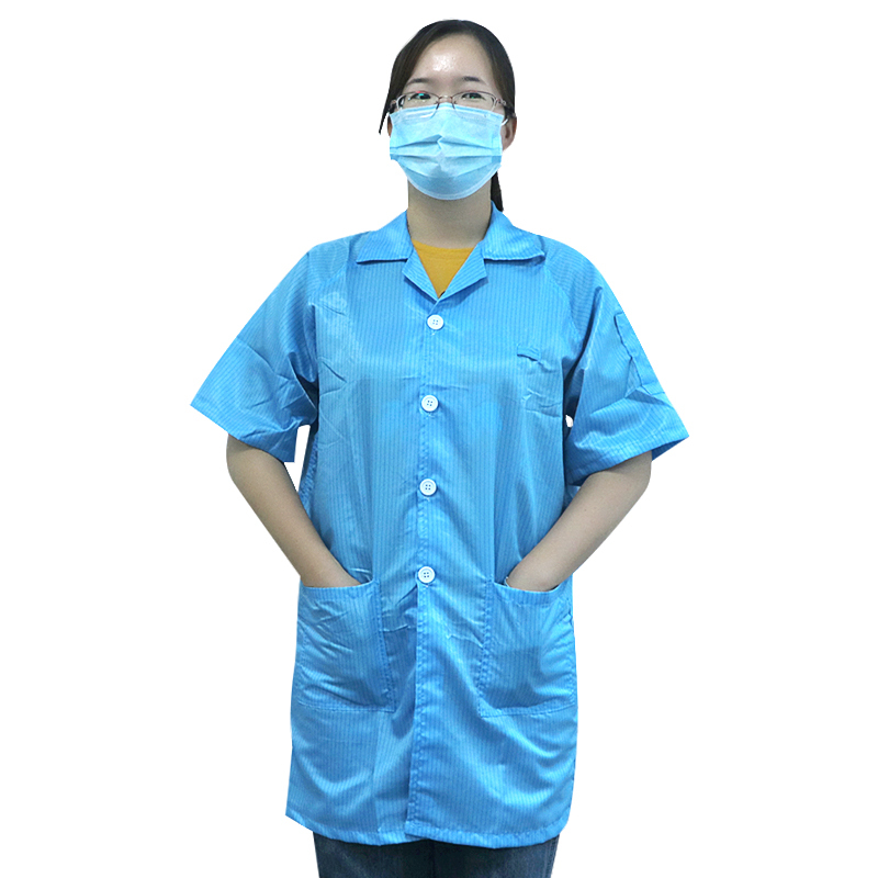 Anti static clothes coat dust-free protective clothing stripe blue white dust-proof Foxconn electronics factory work clothes