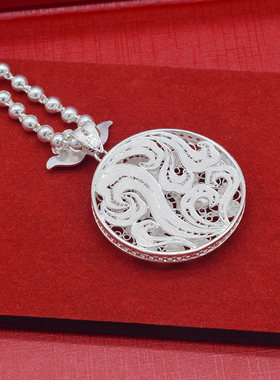 999纯银打造孔雀凤凰吊坠圆珠