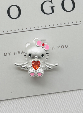 足银999猫头纯银hellokitty桃花