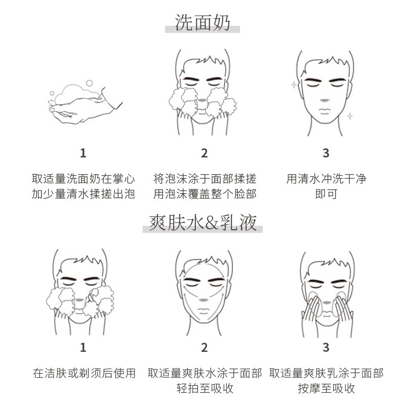 ahc补水男士护肤水乳三件套洗面奶 eeshopping海外面部护理套装