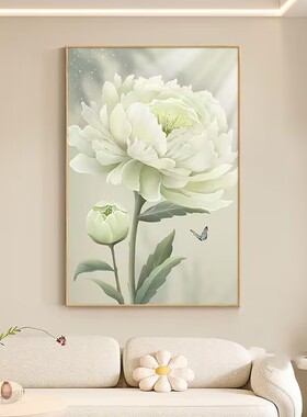 客厅餐厅玄关牡丹花开富贵挂画