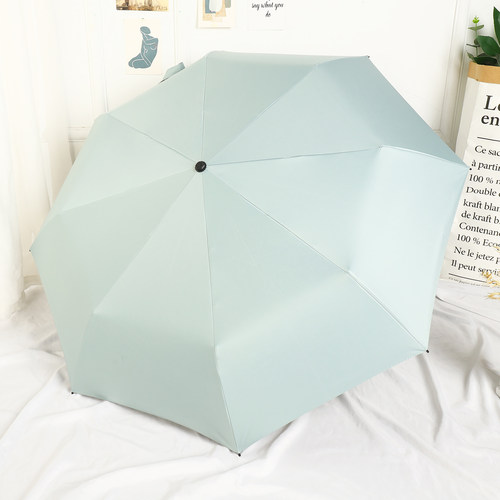 纯色系晴雨两用雨伞女折叠简约太阳伞防紫外线黑胶遮阳伞自动男士 - 图0