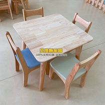 Early education center oak wood rectangular table children wooden class table and chairs kindergarten training course table and chairs study table furniture table